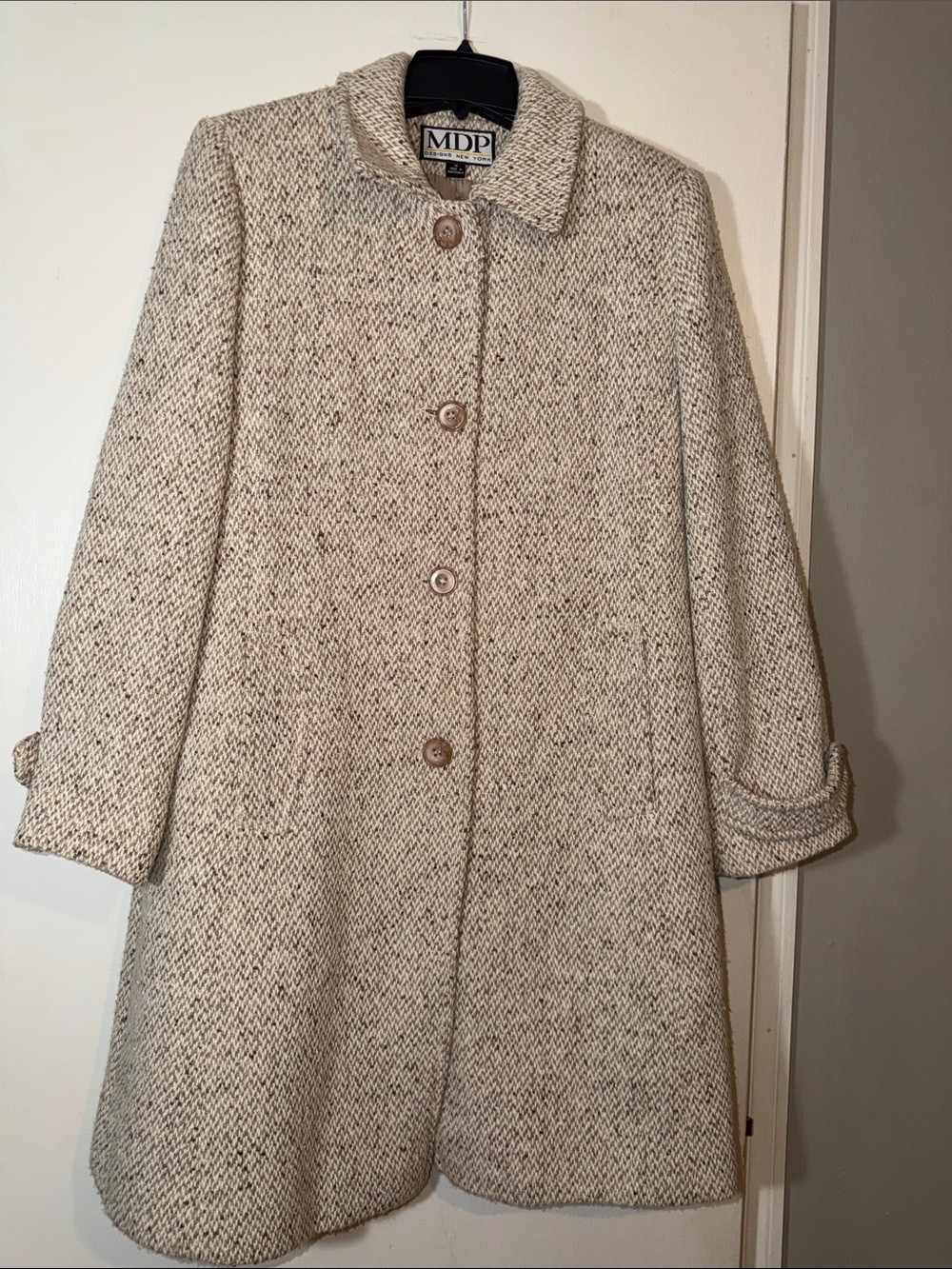 Vintage Cream Tweed Pea Coat
